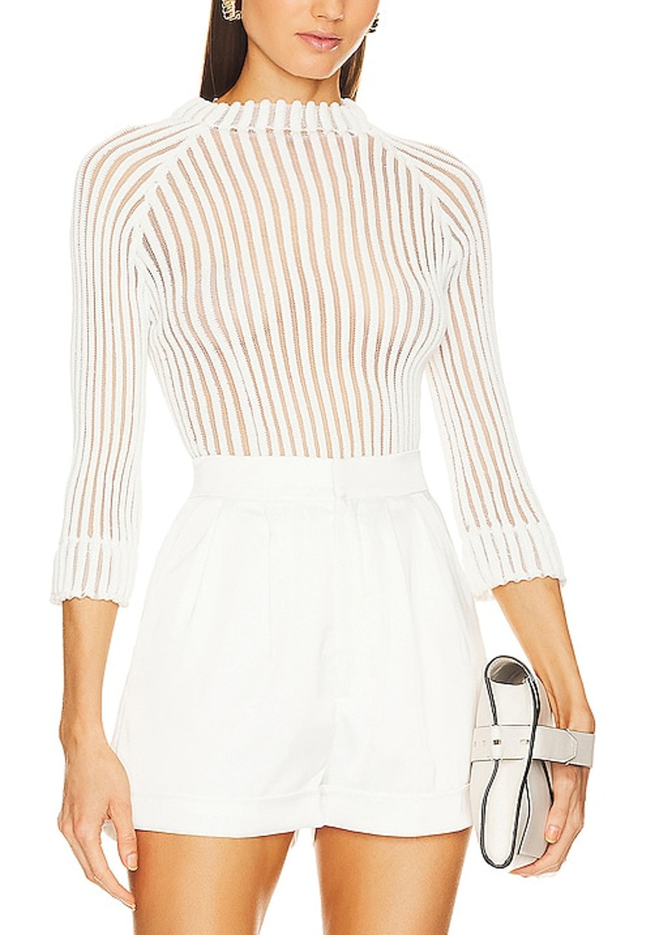 Nonchalant Label Ribbed White Tassa Sweater Size XS NWT